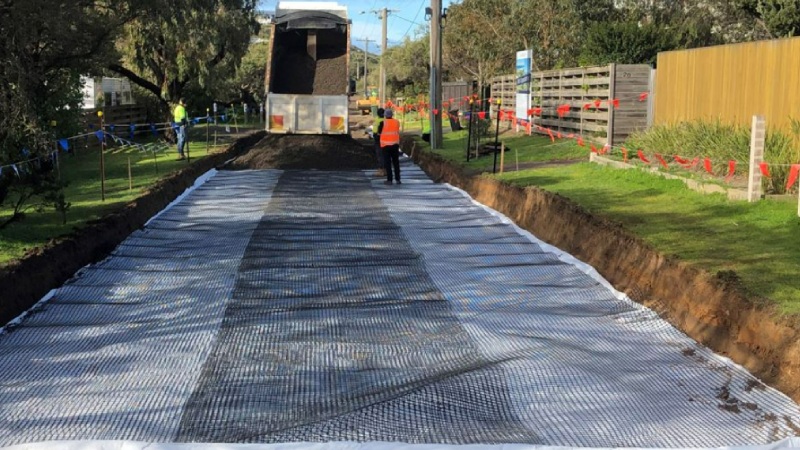 The best way to install geogrids for pavement reinforcing